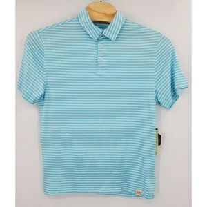 Rorie Whelan Blue Striped Golf Polo Shirt Men's Large Performance Wicking New